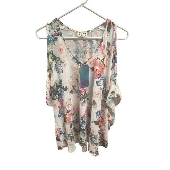 Show Me Your Mumu Cold Shoulder Oversized Tunic White Floral Women’s Size XS NWT - Picture 4 of 11